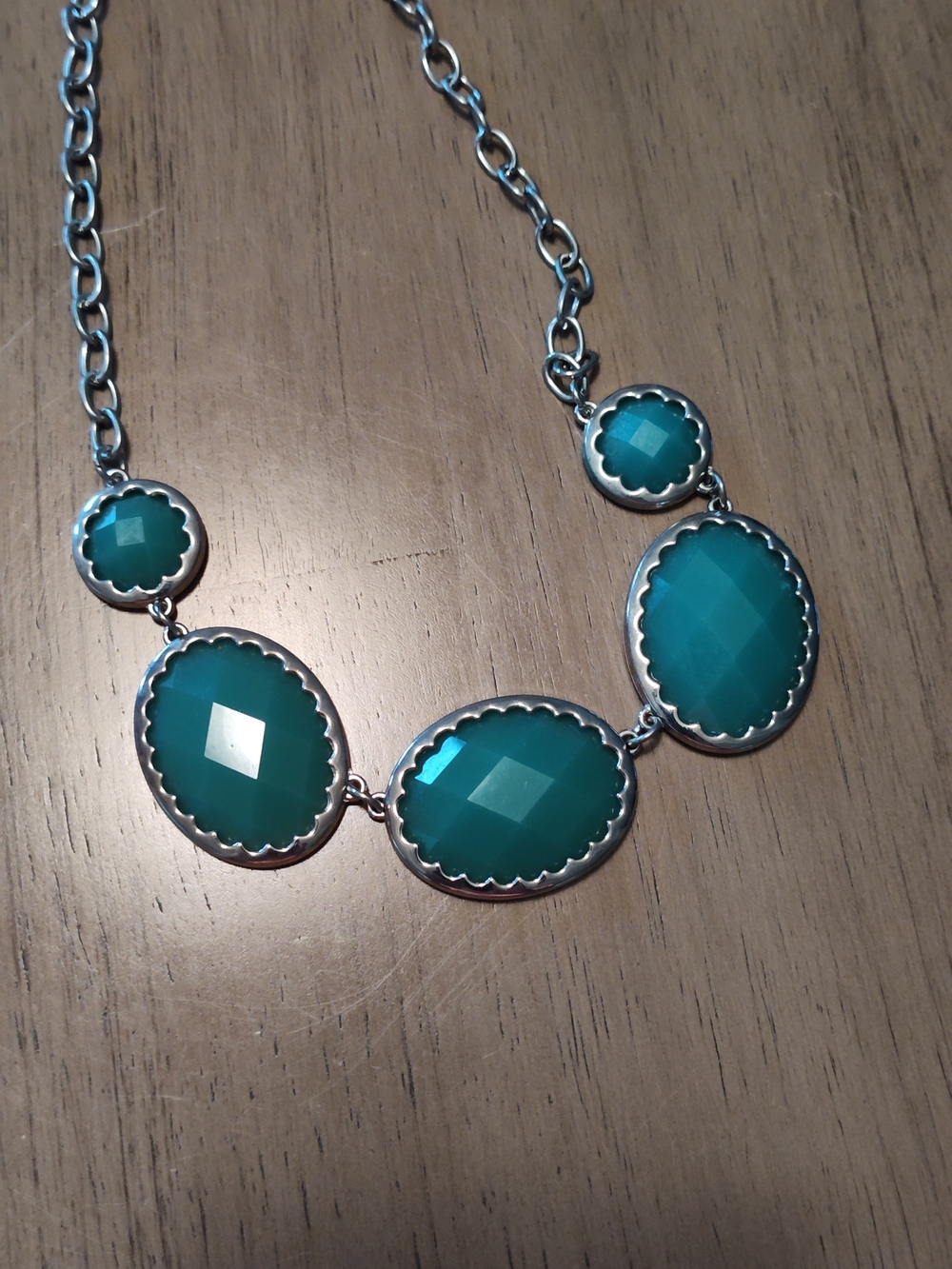Aqua Faceted Stone Statement Necklace - Women Jewelry